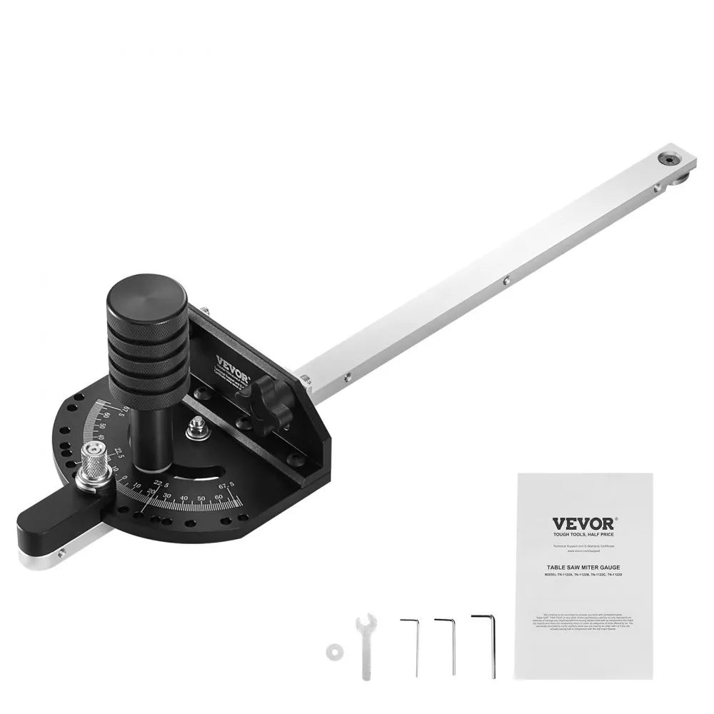 VEVOR Precision Miter Gauge, Standard Slot 3/4'' x 3/8'', Aluminum Alloy Table Saw Miter Gauge with 15 Angle Stops Adjustable Spring Loaded Plunger and Removable Disc, for Woodworking Tool Table Saw