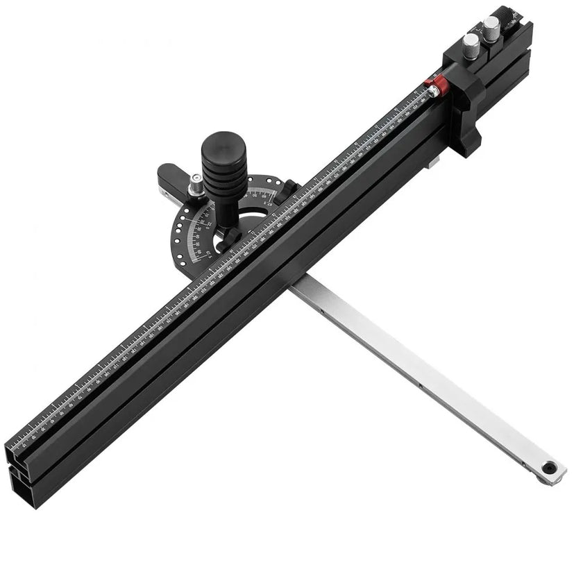 VEVOR Precision Miter Gauge, Standard Slot 3/4'' x 3/8'', Aluminum Alloy Table Saw Miter Gauge with 24 in Grating 15 Angle Stops Adjustable Spring Loaded Plunger and Removable Disc, for Woodworking