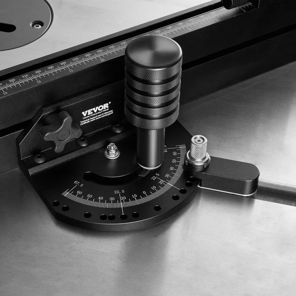 VEVOR Precision Miter Gauge, Standard Slot 3/4'' x 3/8'', Aluminum Alloy Table Saw Miter Gauge with 19-35 in Grating 15 Angle Stops Adjustable Spring Loaded Plunger and Removable Disc, for Woodworking
