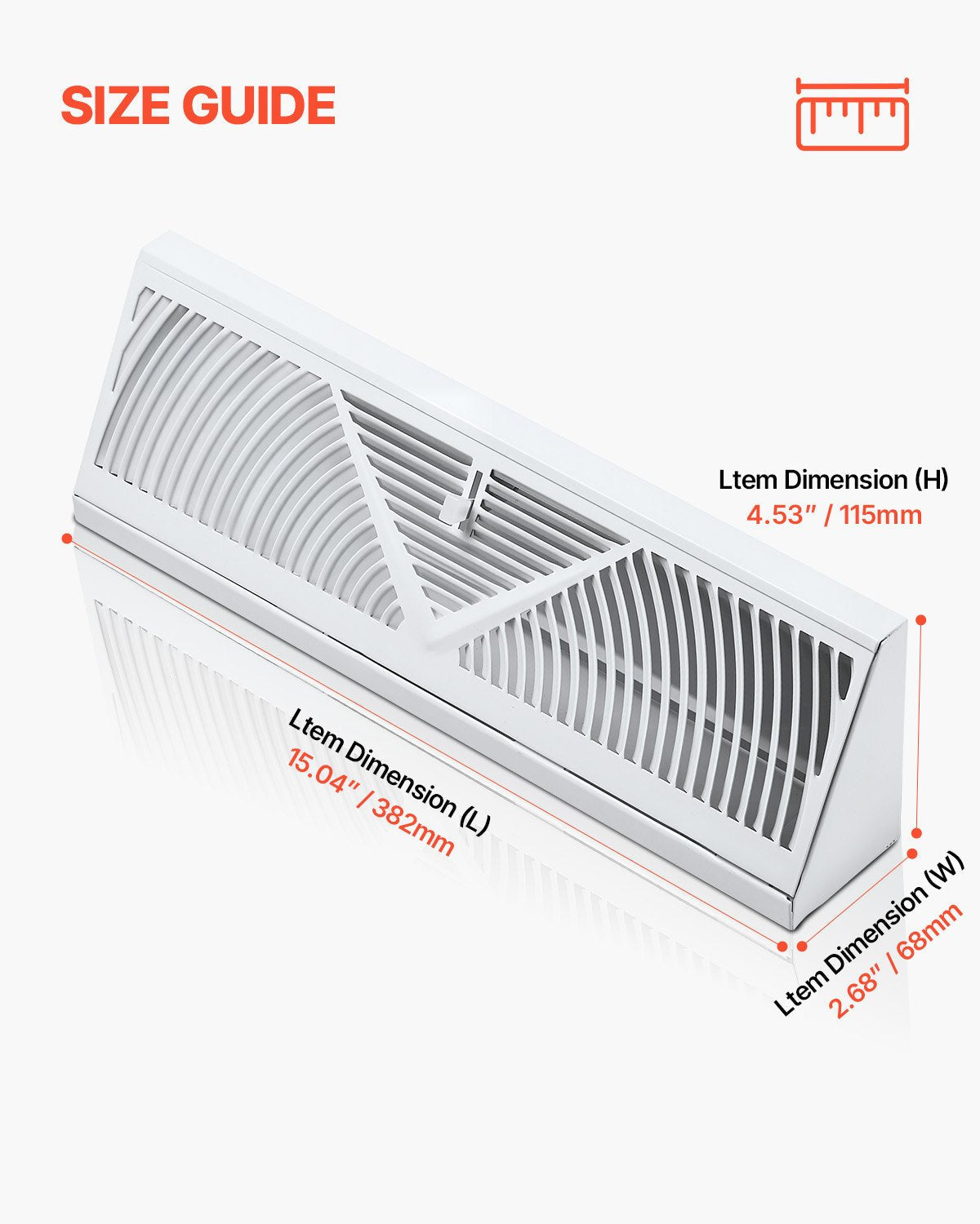 VEVOR Floor Registers 15-Inch 10-Pack Floor Vents for HVAC Baseboard Vents White
