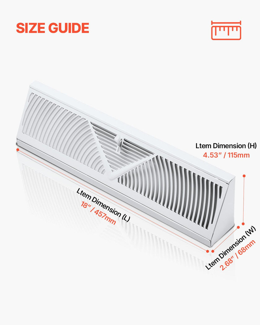 VEVOR Floor Registers 18-Inch 10-Pack Floor Vents for HVAC Baseboard Vents White