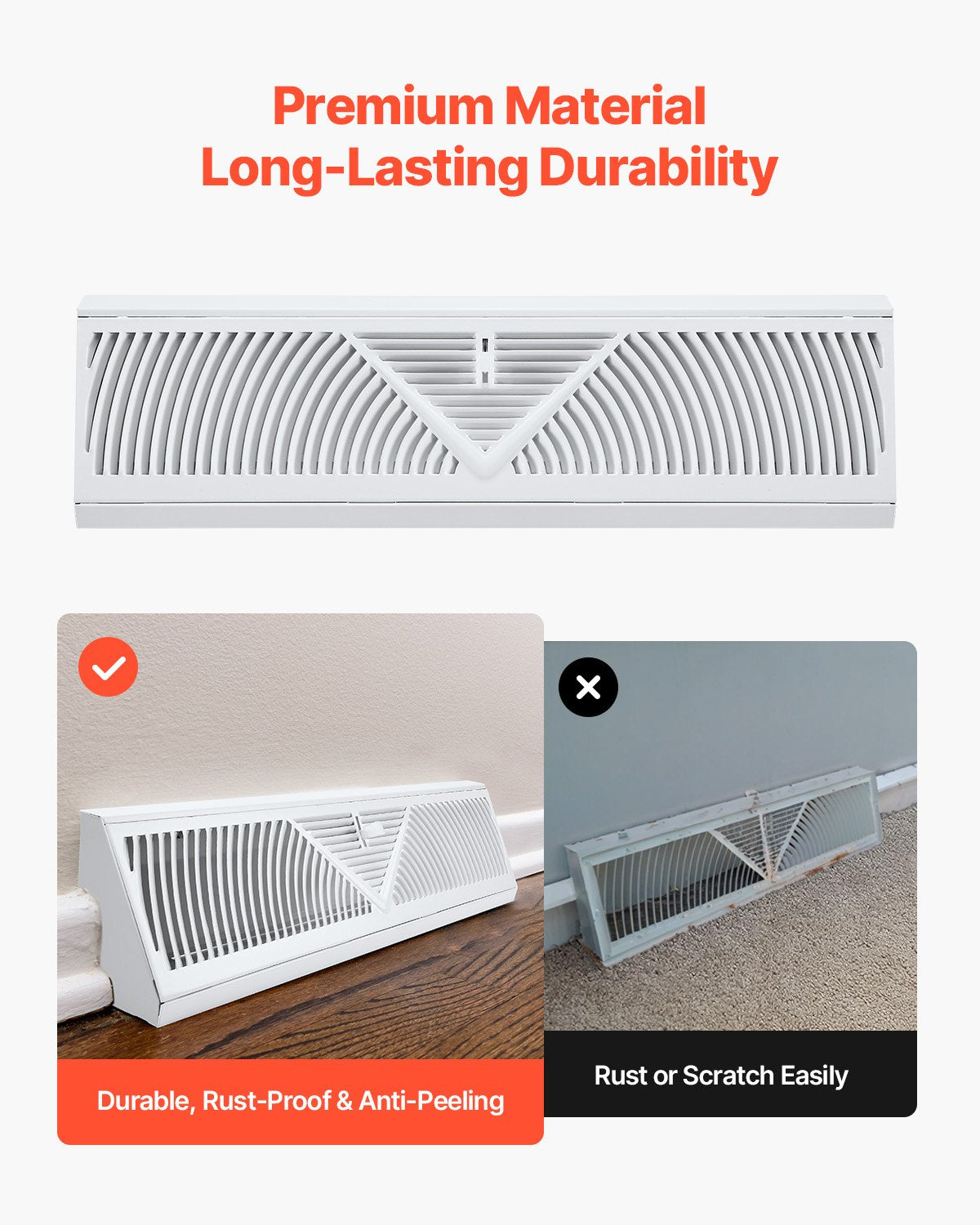 VEVOR Floor Registers 18-Inch 10-Pack Floor Vents for HVAC Baseboard Vents White
