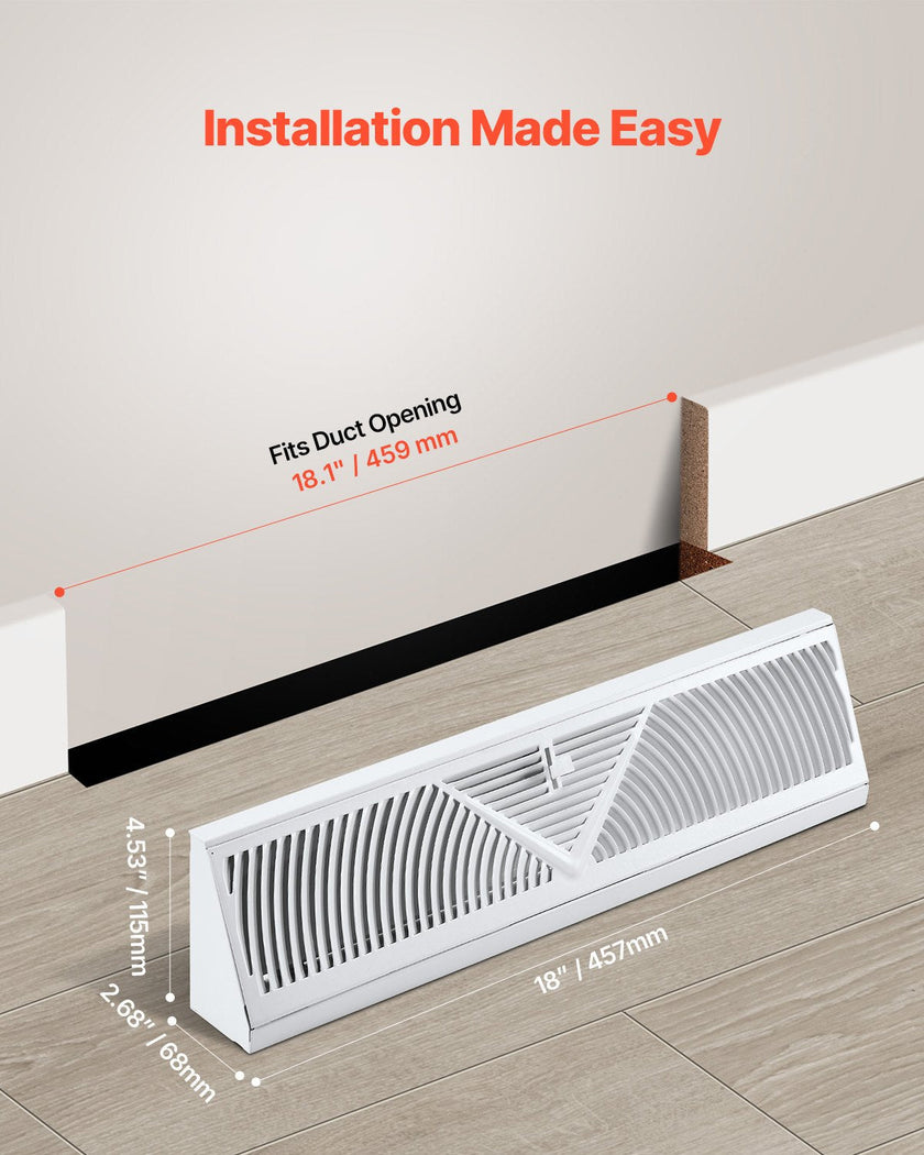 VEVOR Floor Registers 18-Inch 10-Pack Floor Vents for HVAC Baseboard Vents White