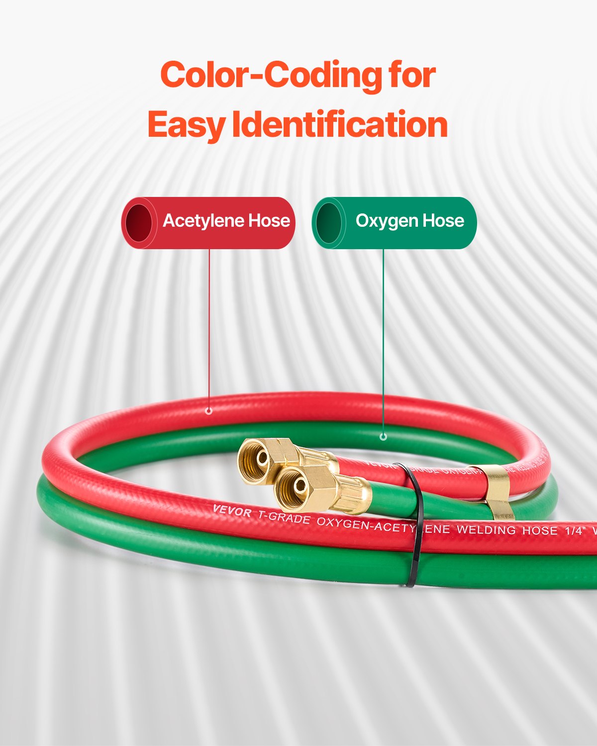 VEVOR Oxygen Acetylene Hose 1/4-Inch x 15FT Oxy Acetylene Hose 300PSI T Grade