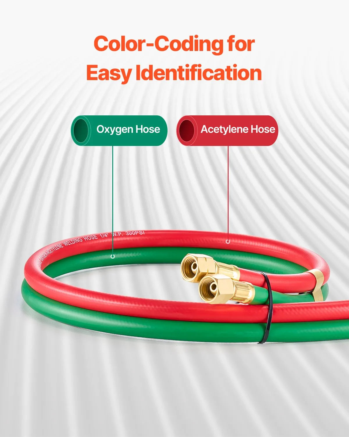 VEVOR Oxygen Acetylene Hose 1/4-Inch x 25FT Oxy Acetylene Hose 300PSI T Grade