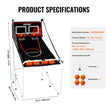 VEVOR Foldable Basketball Arcade Game, 2 Player Indoor Basketball Game, Home Dual Shot Sport with 4 Balls, 8 Game Modes, LCD Electronic Scoreboard, and Inflation Pump, for Kids, Adults (Black & White)