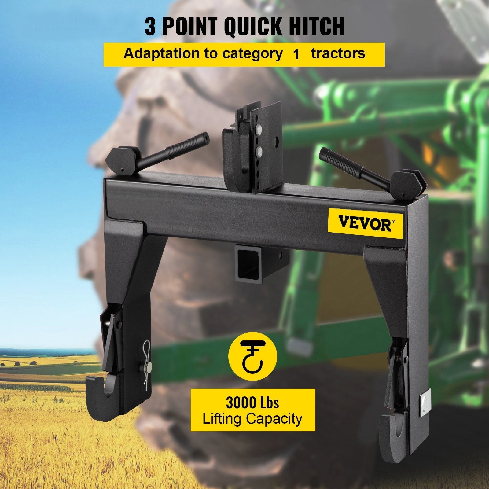VEVOR 3-Point Quick Hitch, 3000 LBS Lifting Capacity Tractor Quick Hitch, 28.31\