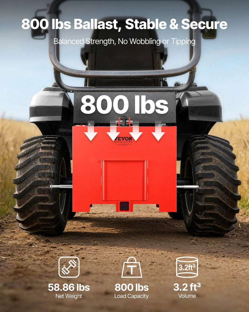 Ballast Box for Category 1 Tractors – 800 lb Capacity with 2