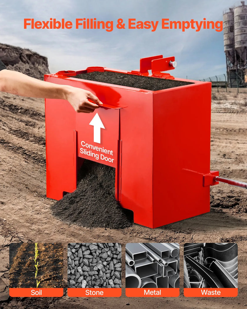 Ballast Box for Category 1 Tractors – 800 lb Capacity with 2