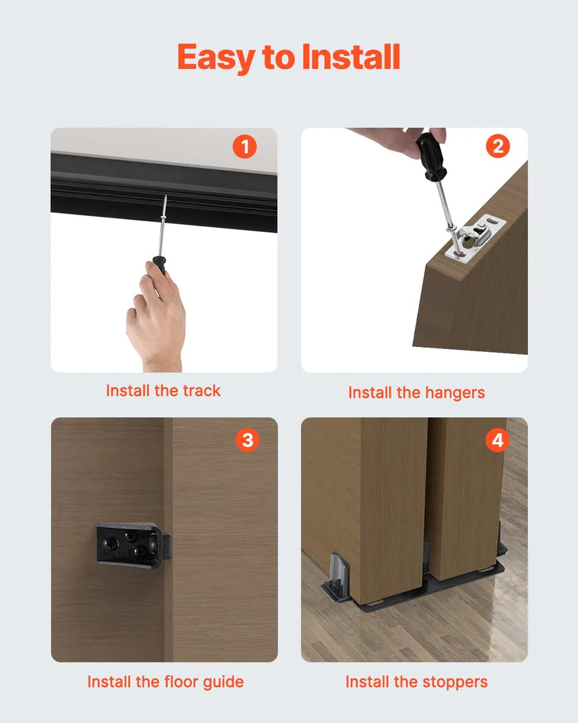 VEVOR Bypass Door Hardware 4ft Bypass Closet Door Track Kit for 2 Door System