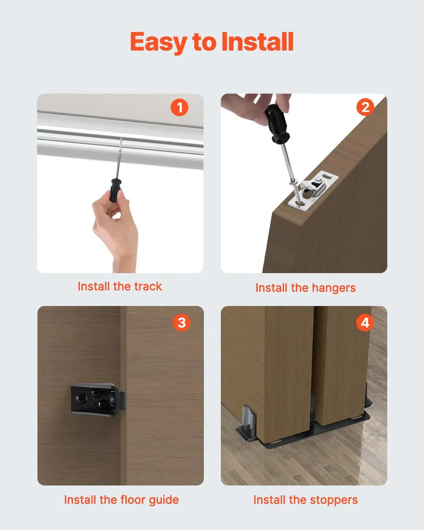 VEVOR Bypass Door Hardware 6ft Bypass Closet Door Track Kit for 2 Door System