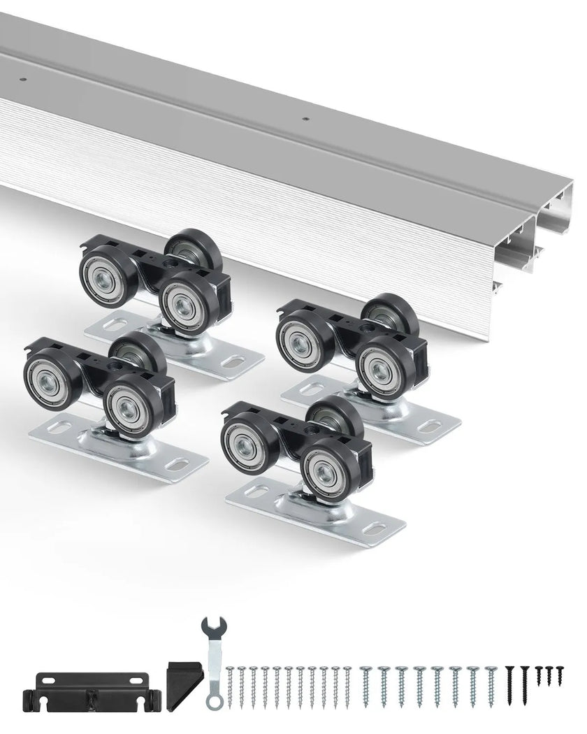 VEVOR Bypass Door Hardware 6ft Bypass Closet Door Track Kit for 2 Door System