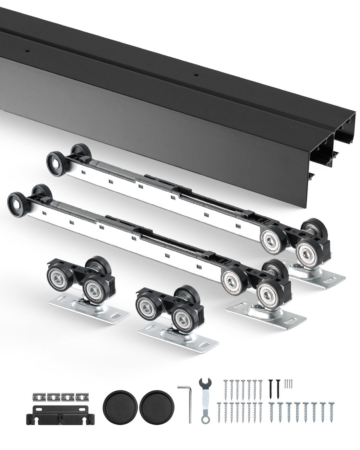 VEVOR Bypass Door Hardware 8ft Bypass Closet Door Track Kit for 2 Door System