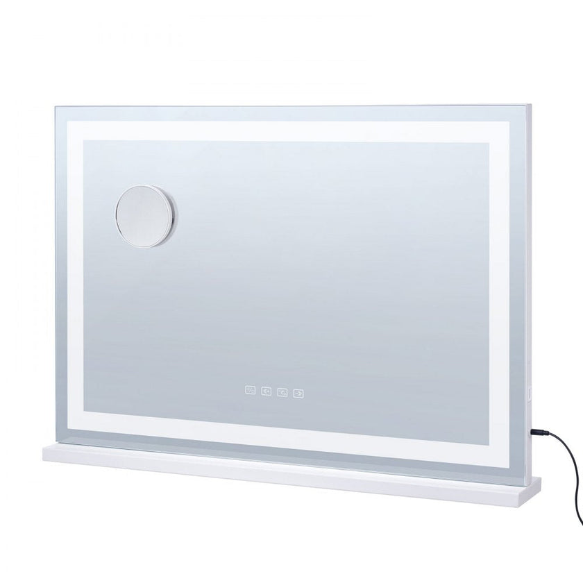 VEVOR Lighted Makeup Mirror 3 Color w/ Bluetooth USB Desktop Wall-mount 21.7in