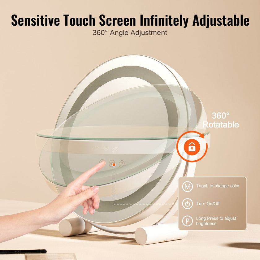VEVOR 12” Vanity Mirror With Lights LED Makeup Round w/ Smart Touch for Bedroom