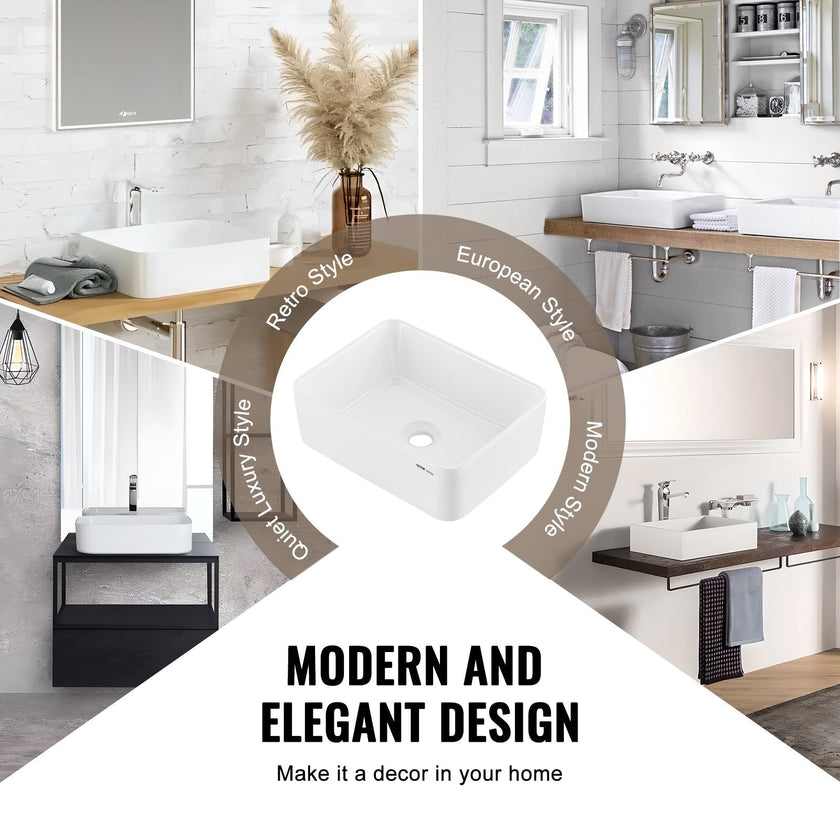 VEVOR Modern Ceramic Vessel Sink 16