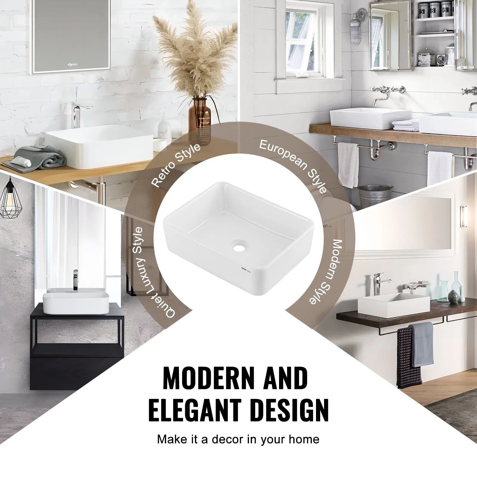 VEVOR Modern Ceramic Vessel Sink 19