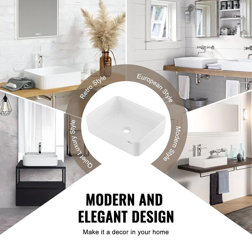VEVOR Modern Ceramic Vessel Sink 19