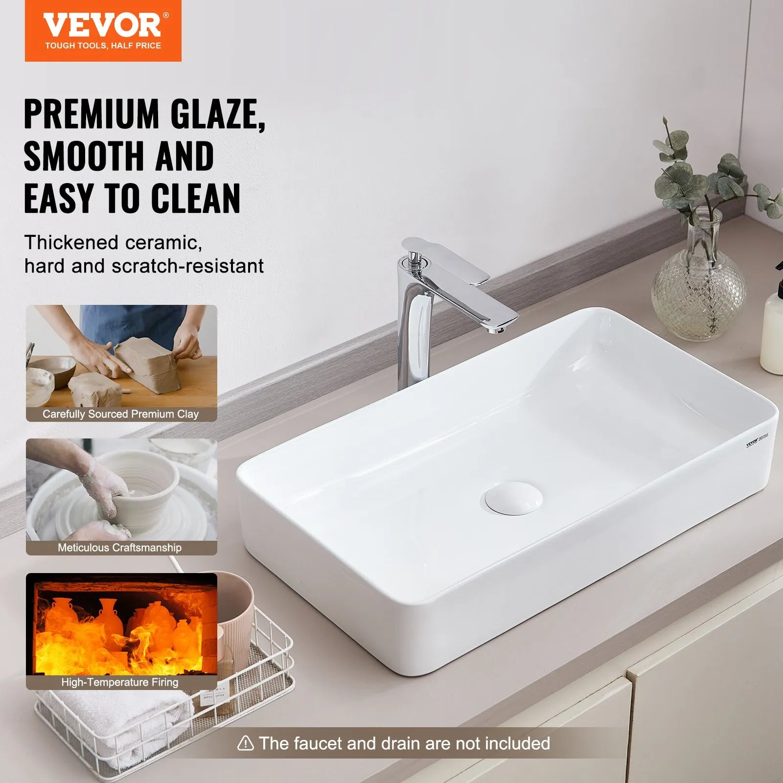 VEVOR Modern Ceramic Vessel Sink 24