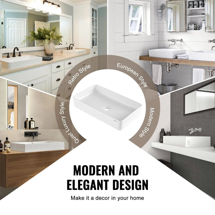 VEVOR Modern Ceramic Vessel Sink 24