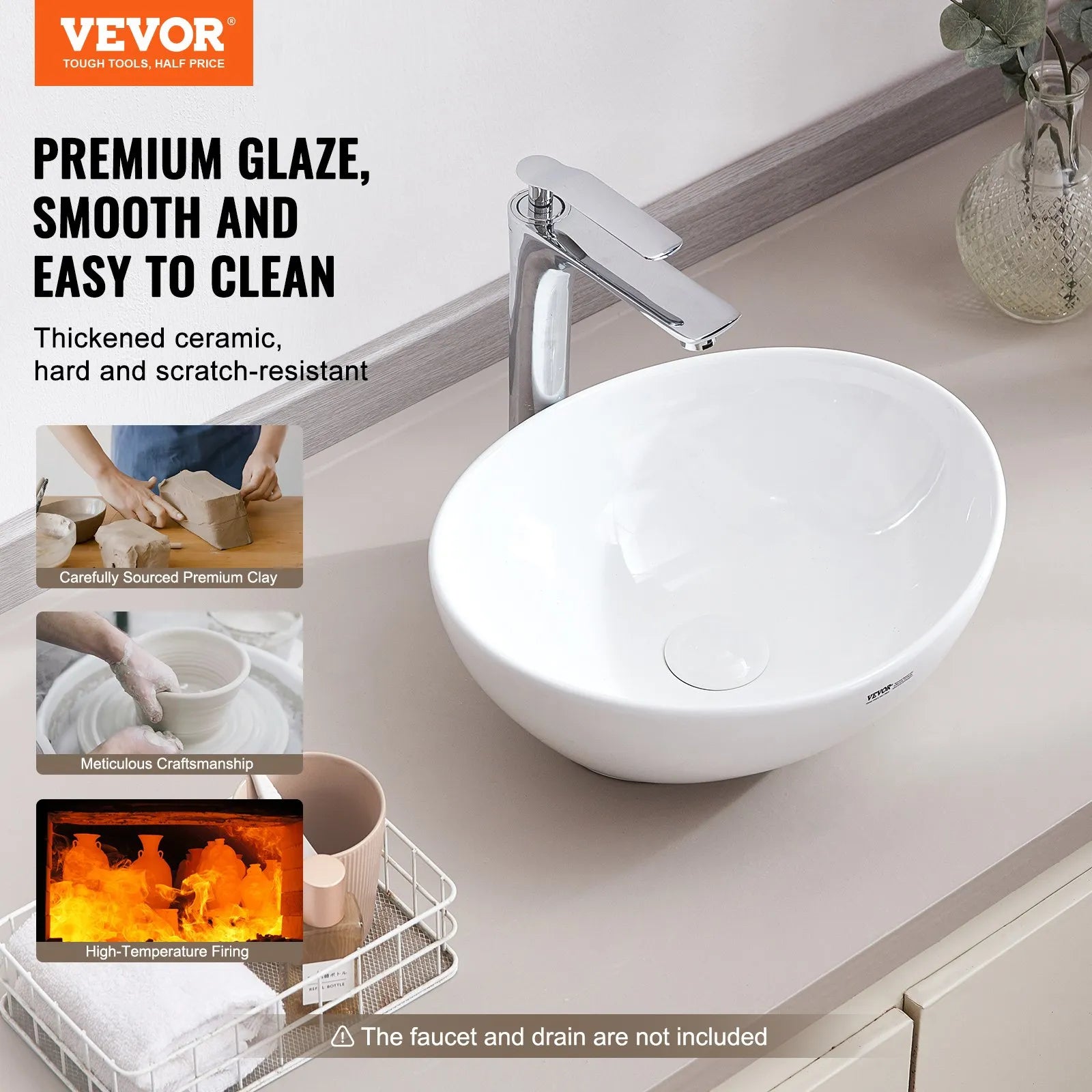 VEVOR Modern Ceramic Vessel Sink 16