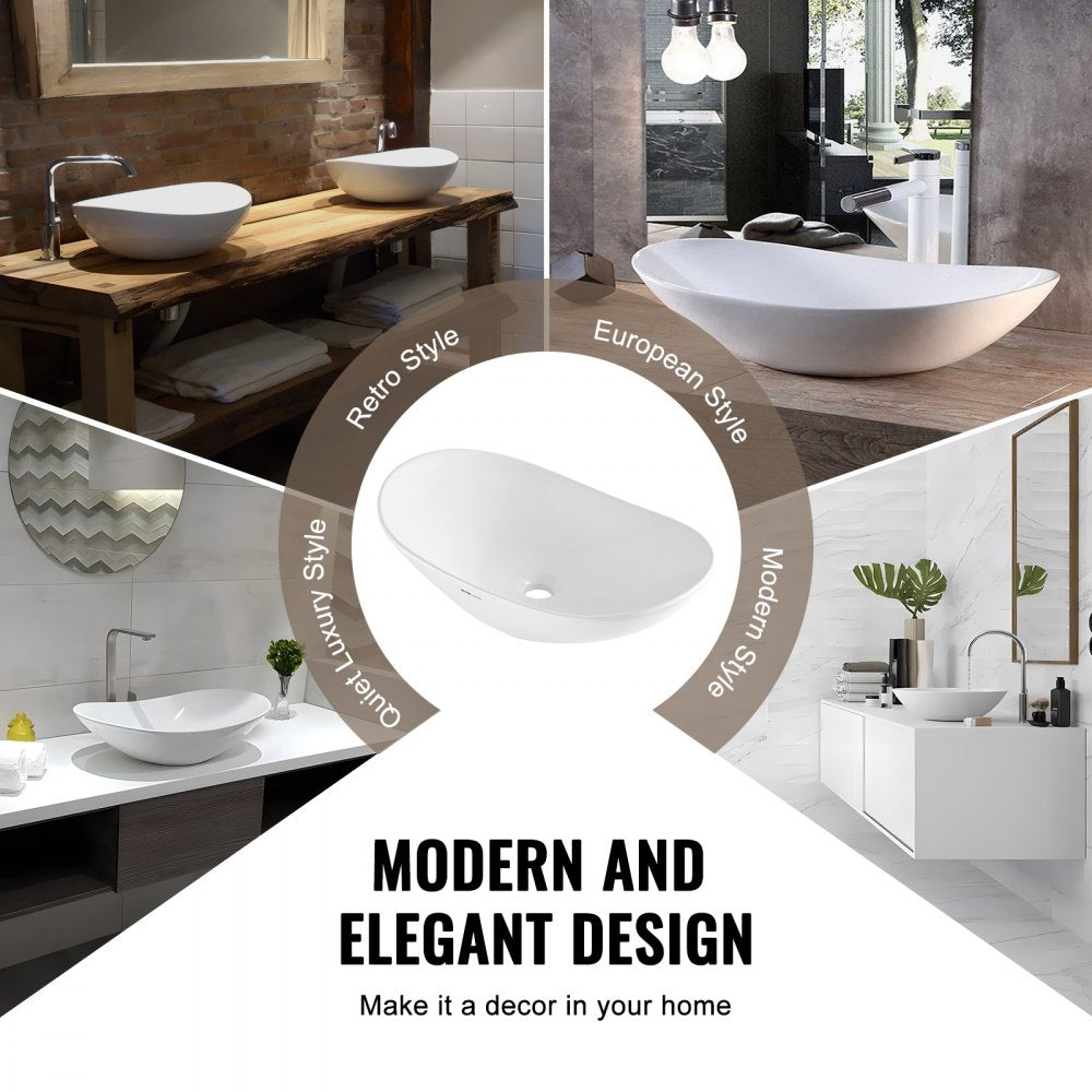 VEVOR Modern Ceramic Vessel Sink 23.3