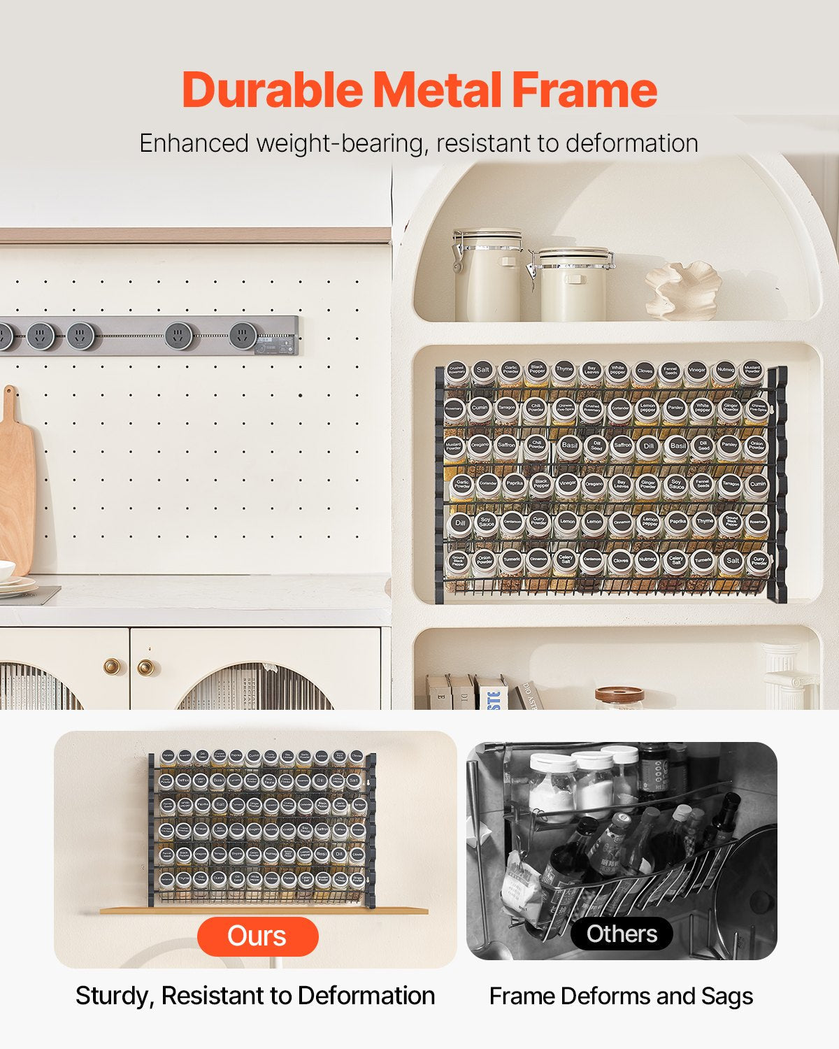 VEVOR Spice Rack Organizer for Cabinet Kitchen Seasoning Organizer  23x16 in