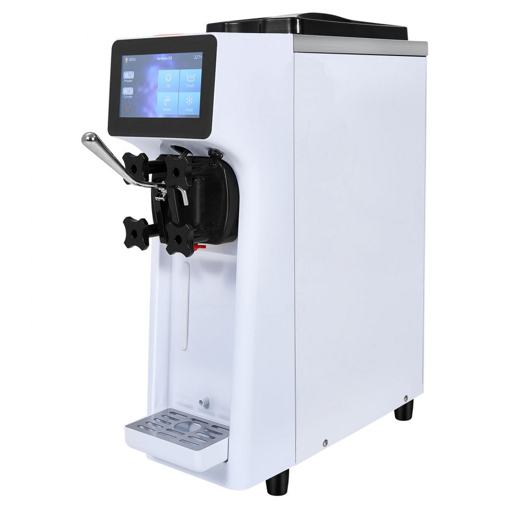 VEVOR Commercial Ice Cream Machine, 10.6 QT/H Yield, 1000W Single Flavor Countertop Soft Serve Ice Cream Maker, 4L Hopper 1.6L Cylinder, Touch Screen Auto Clean Pre-cooling, for Restaurant Snack Bar