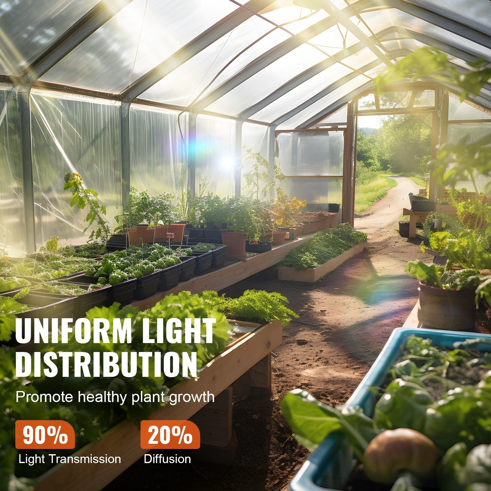 VEVOR Greenhouse Plastic Sheeting 25 x 25 ft, 6 Mil Thickness Clear Greenhouse Film, Polyethylene Film 4 Year UV Resistant, for Gardening, Farming, Agriculture, Garden
