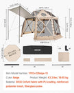 VEVOR Pop up Gazebo Screen Tent, 12 x 12 ft, 13-Sided Spherical Camping Canopy Tent with Removable Top & Carry Bag, Quick-Set & Bite-Proof, Screen House Sun Shelter for 8-10 Persons, Beige