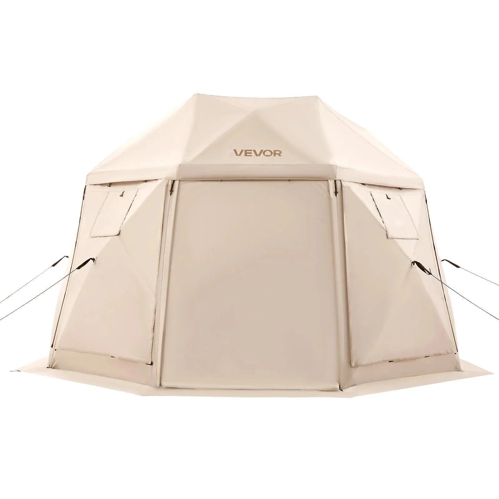 VEVOR Pop up Gazebo Screen Tent, 12 x 12 ft, 13-Sided Spherical Camping Canopy Tent with Removable Top & Carry Bag, Quick-Set & Bite-Proof, Screen House Sun Shelter for 8-10 Persons, Beige
