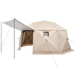 VEVOR Pop up Gazebo Screen Tent, 15 x 15 ft, 13-Sided Spherical Camping Canopy Tent with Removable Top & Carry Bag, Quick-Set & Bite-Proof, Screen House Sun Shelter for 12-15 Persons, Beige