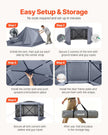 VEVOR Pop up Gazebo Screen Tent, 12 x 12 ft Large 6-Sided Camping Canopy Tent with Removable Top & Carry Bag, Quick-Set & Bite-Proof, Screen House Sun Shelter for 8-10 Persons Backyard Patio, Grey
