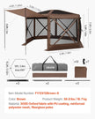 VEVOR Pop up Gazebo Screen Tent, 12 x 12 ft Large 6-Sided Camping Canopy Tent with Removable Top & Carry Bag, Quick-Set & Bite-Proof, Screen House Sun Shelter for 8-10 Persons Backyard Patio, Brown