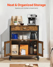 VEVOR Coffee Bar Cabinet 4-Tier Movable Coffee Bar Table with Wheels & Mesh Door