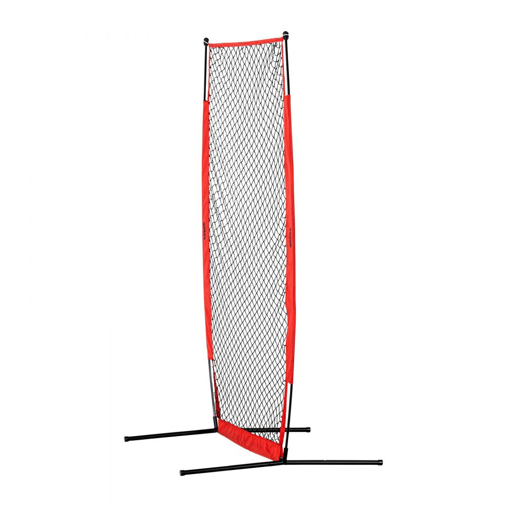 VEVOR I Screen Baseball for Batting Cage, 7x4 ft Baseball & Softball Safety Screen, Body Protector Portable Batting Screen with Carry Bag & Ground Stakes, Baseball Pitching Net for Pitchers Protection