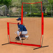 VEVOR L Screen Baseball for Batting Cage, 7x7 ft Baseball & Softball Safety Screen, Body Protector Portable Batting Screen with Carry Bag & Ground Stakes, Baseball Pitching Net for Pitchers Protection