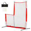 VEVOR L Screen Baseball for Batting Cage, 7x7 ft Baseball & Softball Safety Screen, Body Protector Portable Batting Screen with Carry Bag & Ground Stakes, Baseball Pitching Net for Pitchers Protection