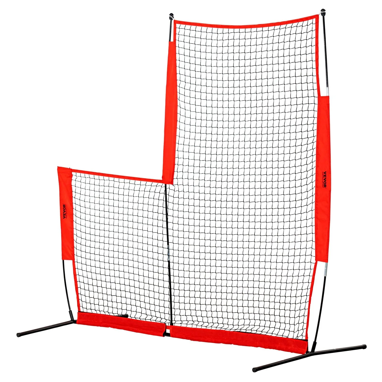 VEVOR L Screen Baseball for Batting Cage, 7x7 ft Baseball & Softball Safety Screen, Body Protector Portable Batting Screen with Carry Bag & Ground Stakes, Baseball Pitching Net for Pitchers Protection