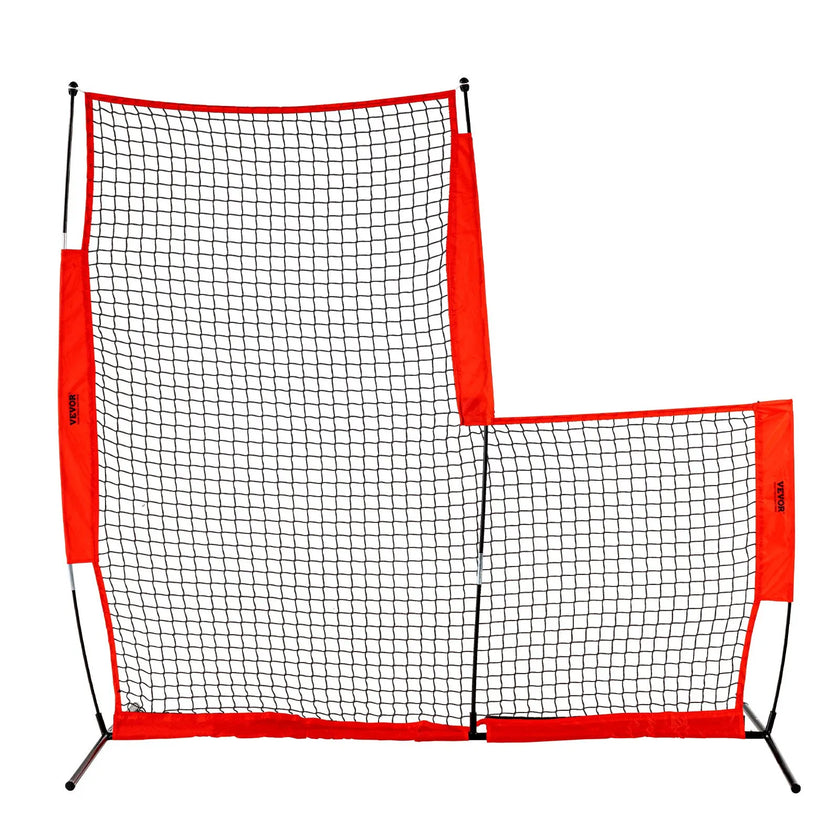 VEVOR L Screen Baseball for Batting Cage, 7x7 ft Baseball & Softball Safety Screen, Body Protector Portable Batting Screen with Carry Bag & Ground Stakes, Baseball Pitching Net for Pitchers Protection