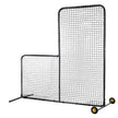 VEVOR L Screen Baseball for Batting Cage, 7x7 ft Softball Safety Screen, Body Protector Portable Batting Screen with Carry Bag, Wheels, Ground Stakes, Heavy Duty Pitching Net for Pitchers Protection