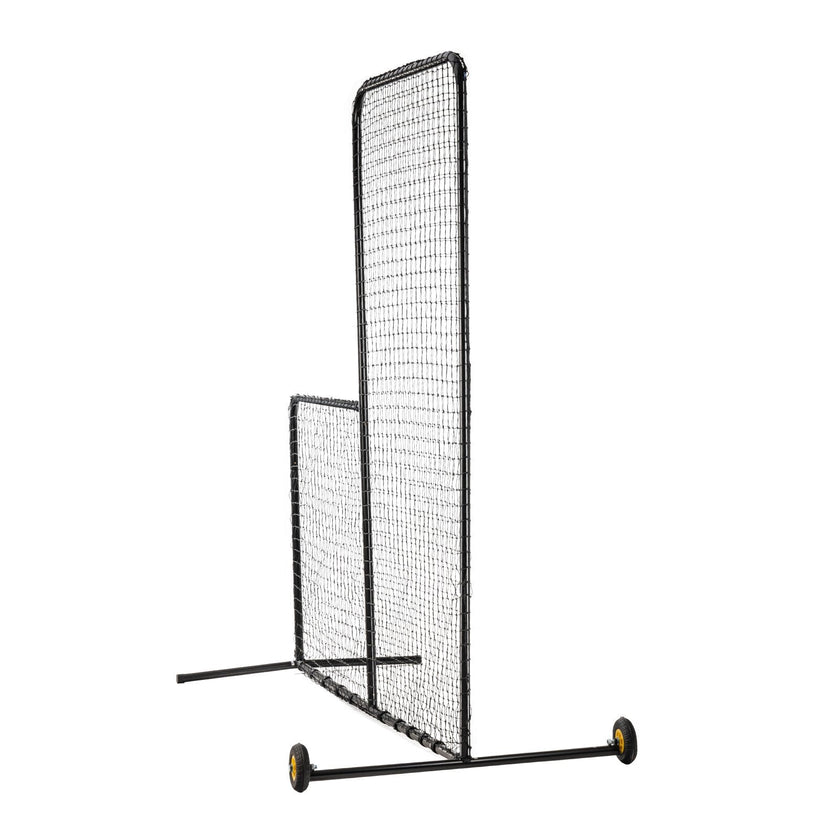 VEVOR L Screen Baseball for Batting Cage, 7x7 ft Softball Safety Screen, Body Protector Portable Batting Screen with Carry Bag, Wheels, Ground Stakes, Heavy Duty Pitching Net for Pitchers Protection