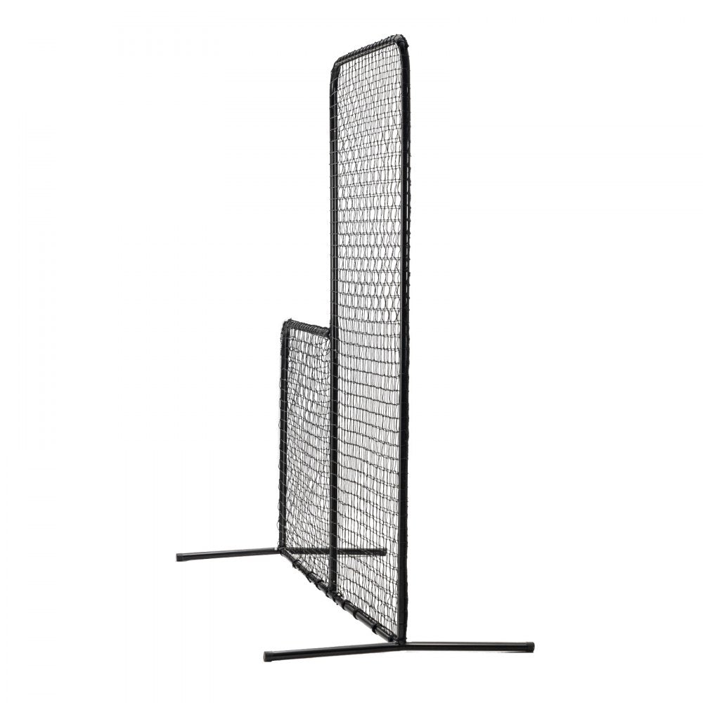 VEVOR L Screen Baseball for Batting Cage, 7x7 ft Baseball Softball Safety Screen, Body Protector Portable Batting Screen with Carry Bag & Ground Stakes, Heavy Duty Pitching Net for Pitchers Protection