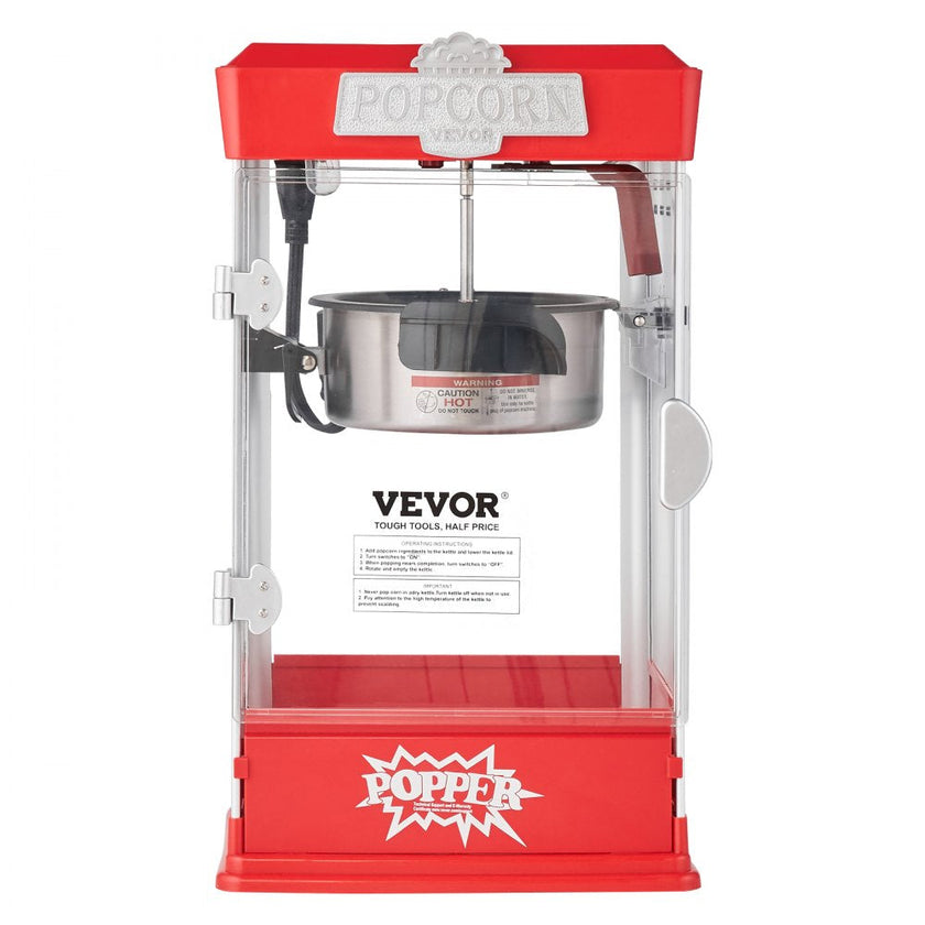 VEVOR Popcorn Popper Machine Tabletop Popcorn Maker 480W 4 Oz Red