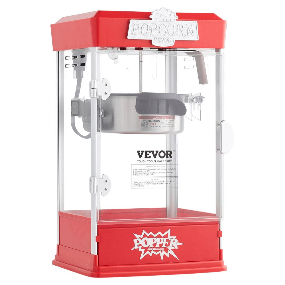 VEVOR Popcorn Popper Machine Tabletop Popcorn Maker 480W 4 Oz Red