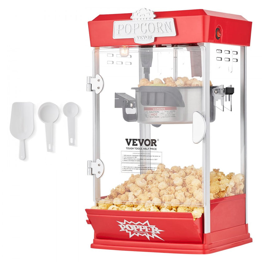 VEVOR Popcorn Popper Machine Tabletop Popcorn Maker 480W 4 Oz Red