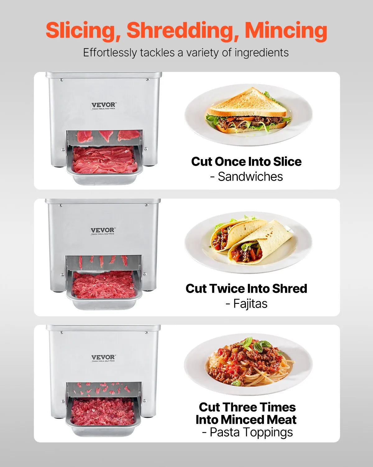 VEVOR Electric Meat Cutter Machine 550W Commercial Meat Slicer Cutting Machine