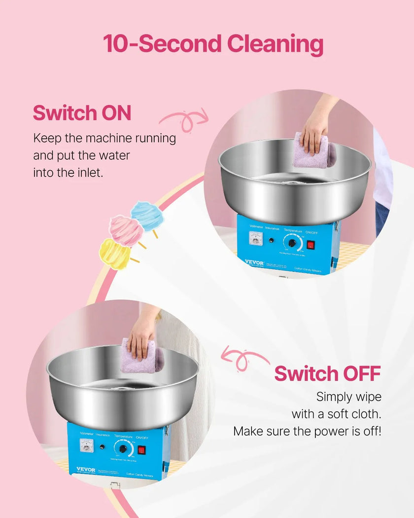 VEVOR Commercial Cotton Candy Machine Sugar Floss Maker 1000W for Party Blue