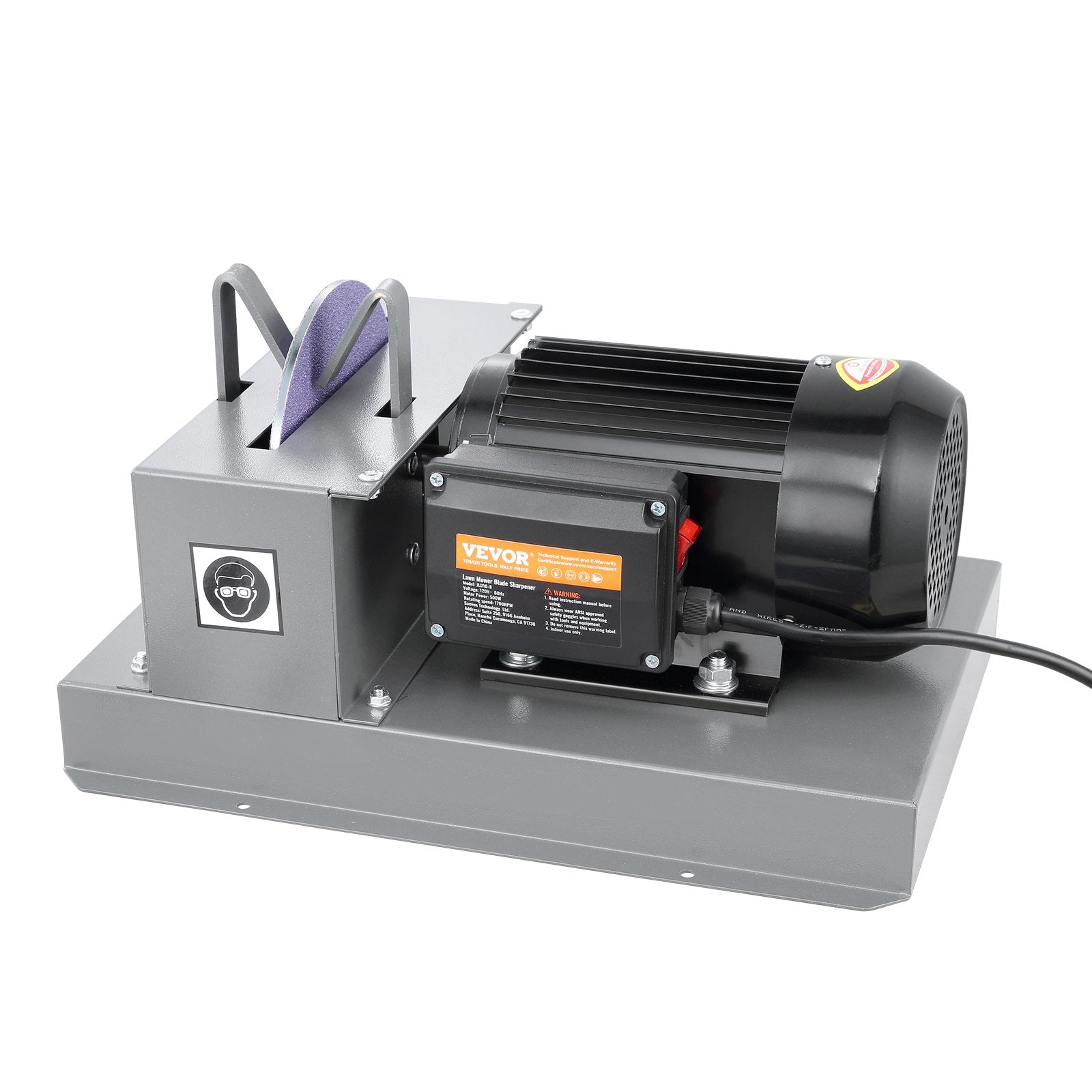 VEVOR Lawn Mower Blade Sharpener, 2/3HP 500W Lawnmower Blade Grinder with 7-inch Ceramic Grinding Wheel, Powerful Bench Mower Sharpening Machine for High/Low Lift Blades, Gator Blades, Flat Blades