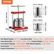 VEVOR Fruit Wine Press, 1.5 Gallon/5.5L, 2 Stainless Steel Barrels, Manual Juice Maker, Cider Apple Grape Tincture Vegetables Honey Olive Oil Making Press with T-Handle for Outdoor, Kitchen, and Home